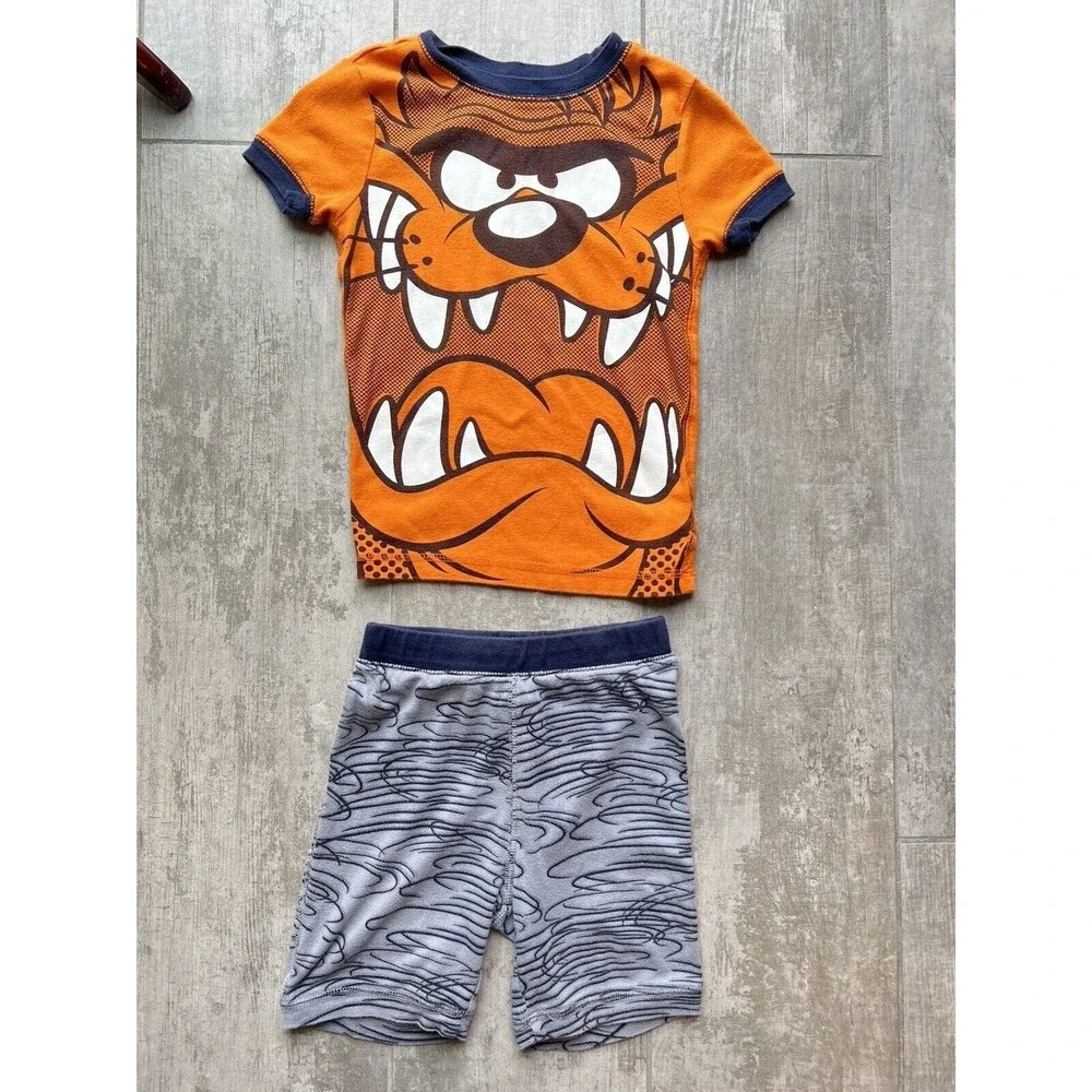 Gap Kids Boys Looney Tunes Taz Tasmanian Devil 2 Piece Pjs Pajamas Set Sleep 6